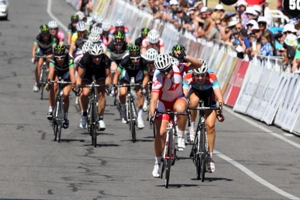 Celebration time for Laura Werner (Specialized SA) when she wins the first race in the Santos Cup