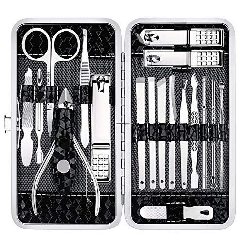 Nail Clippers Set Fingernail and Toenail Clipper Cutters, Manicure Pedicure Kit 18 Pieces Stainless Steel Professional Grooming Kits, Nail Care Tools With Luxurious Travel Case