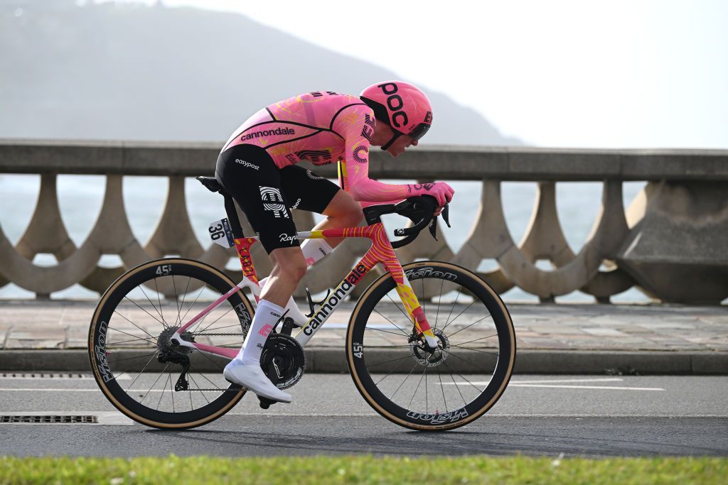 A CORUNA SPAIN FEBRUARY 22 Darren Rafferty of Ireland and Team EF Education EasyPost sprints during the 3rd O Gran Camio The Historical Route 2024 Stage 1 a 141km individual time trial at stage from A Coruna to A Coruna on February 22 2024 in A Coruna Spain Photo by Dario BelingheriGetty Images