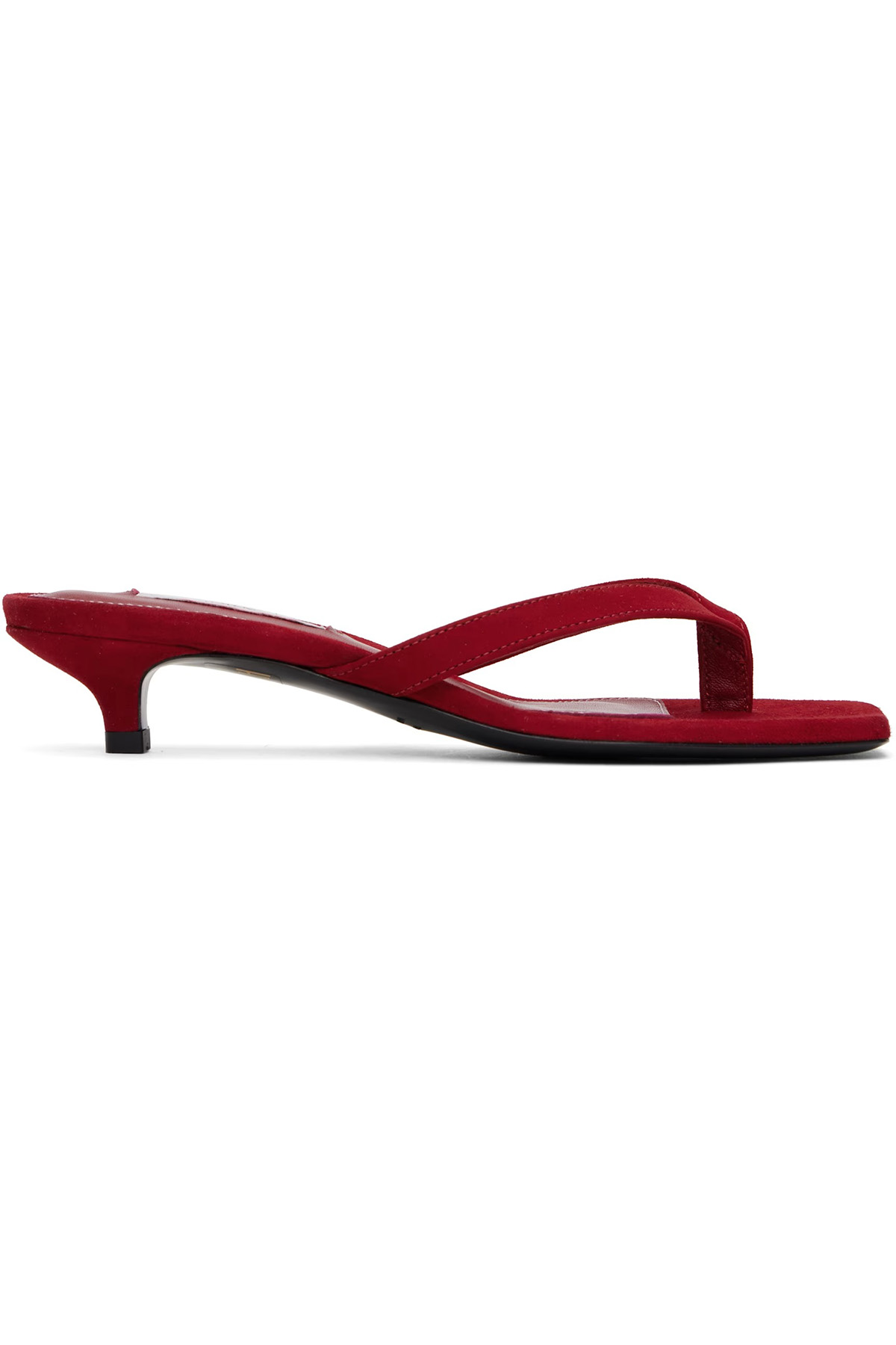 Red Suede Heeled Flip-Flops