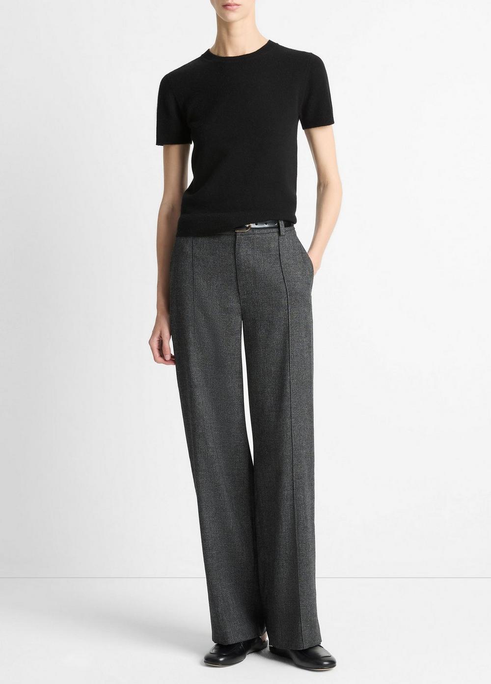 Vince Italian Jaspe Pintuck High-Waist Wide-Leg Pant