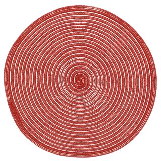 red woven circular placemat