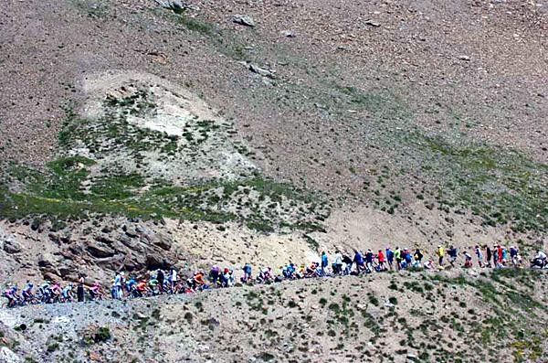 The Col du Galibier dwarfed the riders