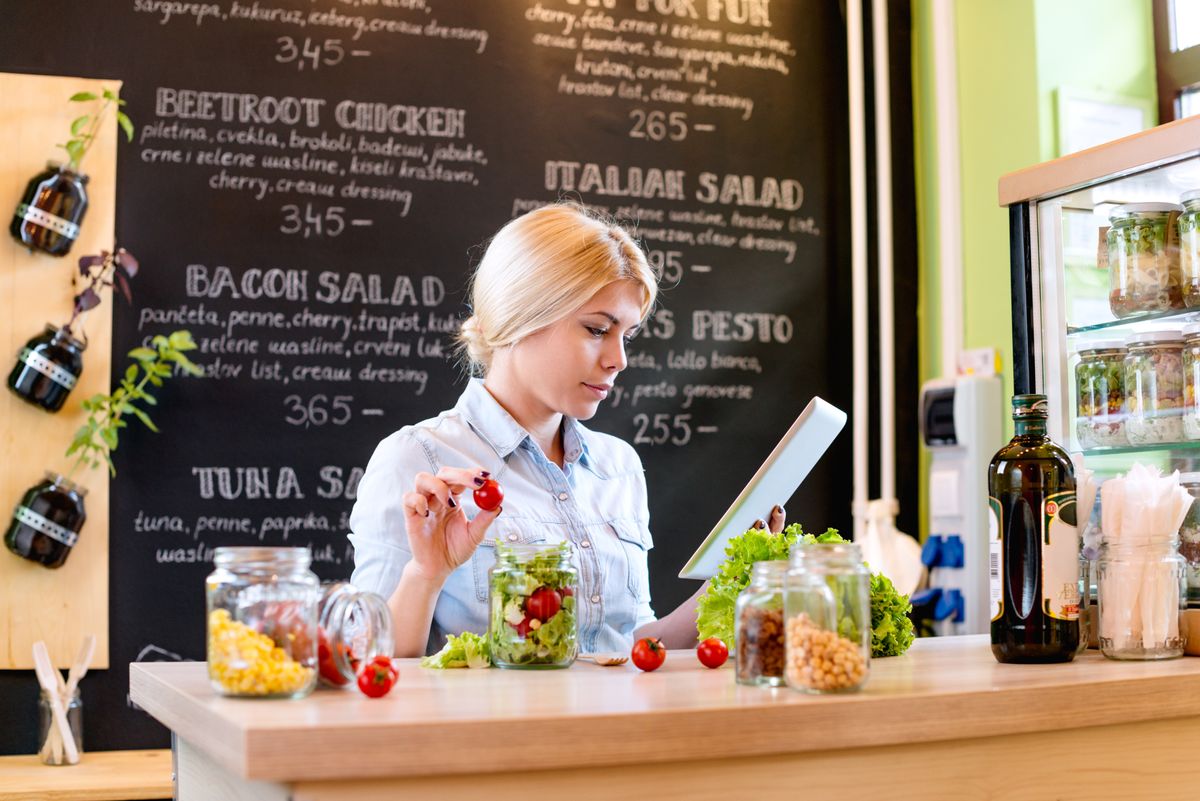 Lady eating fruit