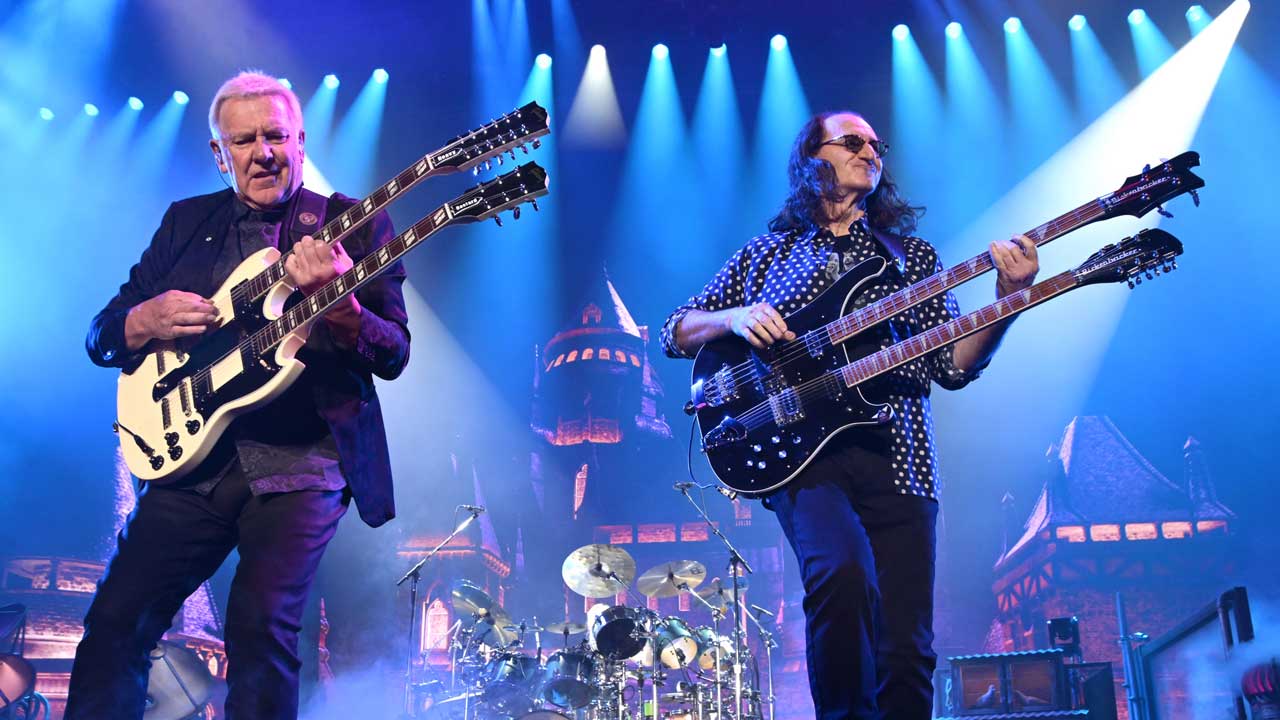 Rush onstage at the Kia Forum