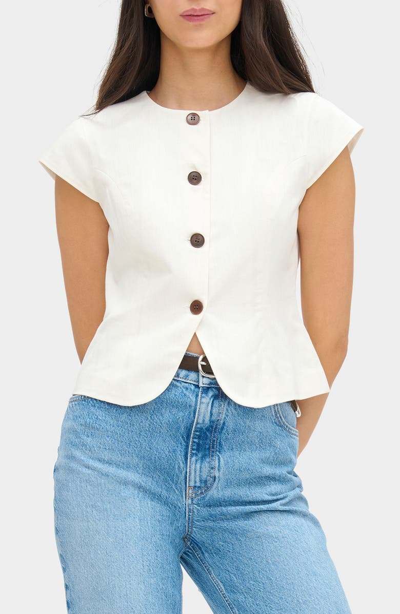 Connie Organic Cotton &amp;amp; Linen Blend Button-Up Top