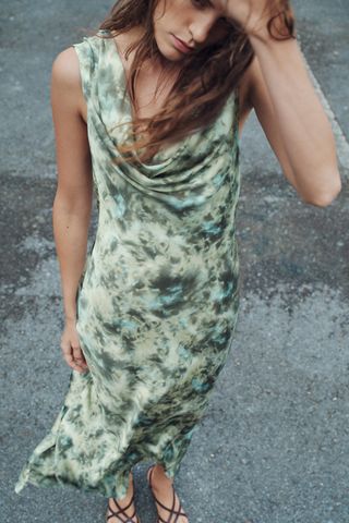 Satin Tie-Dye Print Dress