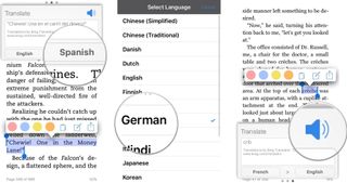 Using translation tool in Kindle app