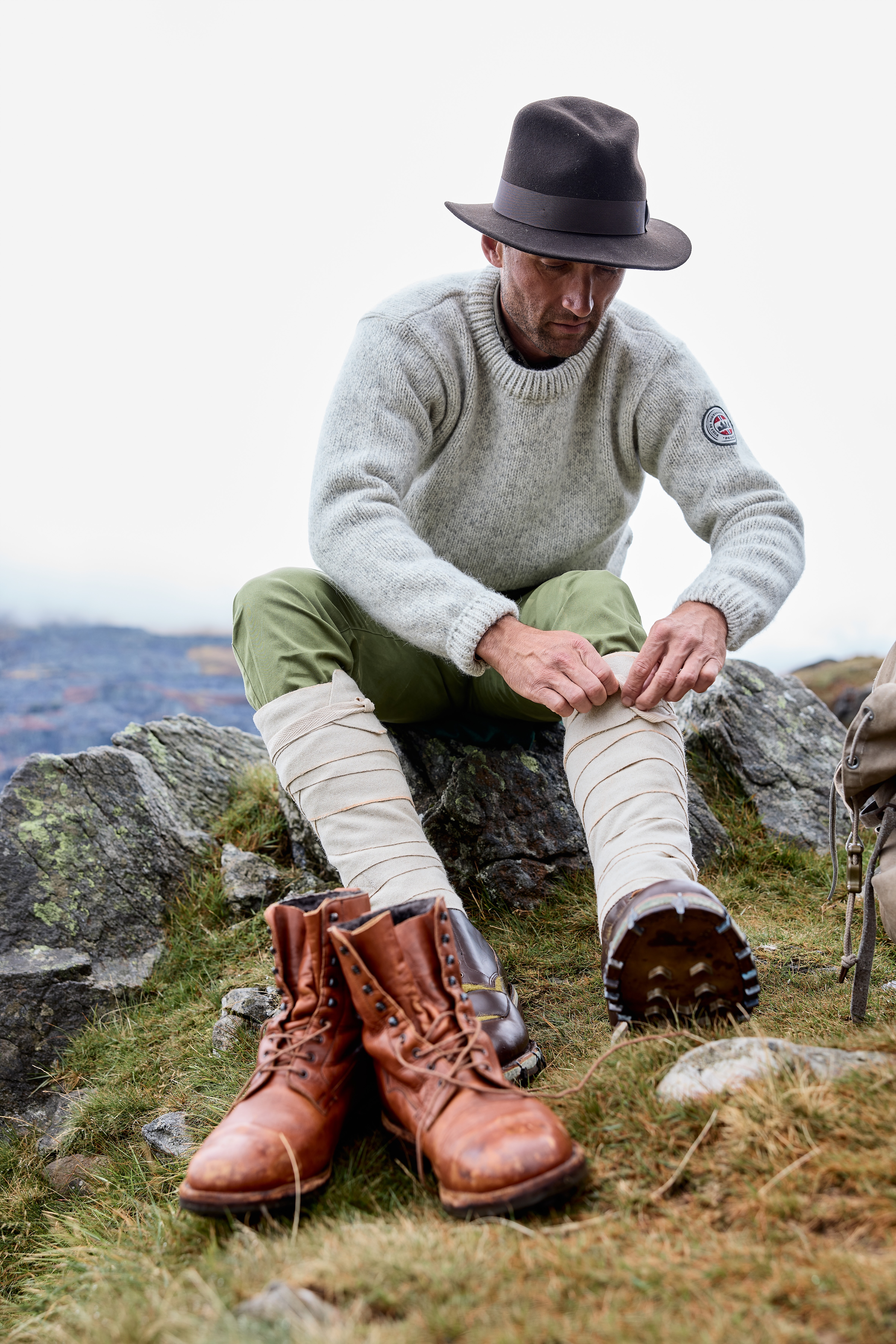Twin brothers testing mountaineering kit