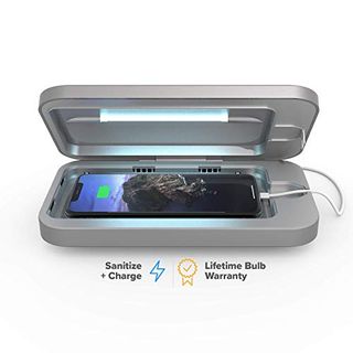 PhoneSoap 3 UV Cell Phone Sanitizer and Dual Universal Cell Phone Charger | Patented and Clinically Proven UV Light Sanitizer | Cleans and Charges All Phones - Silver