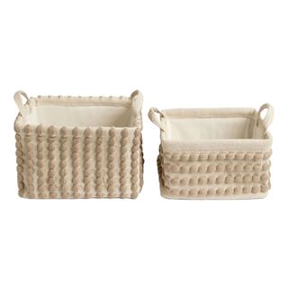 Greige Bobbin Set of 2 Storage Basket