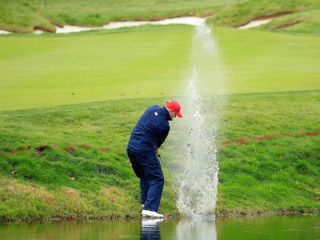Bill Haas had such fond memories of his 2011 water shot, he tried it again in the 2015 Presidents Cup
