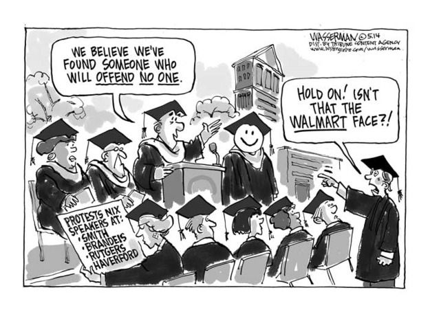 Editorial cartoon commencement speakers