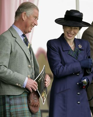 King Charles and Princess Anne have a laugh in the Highlands