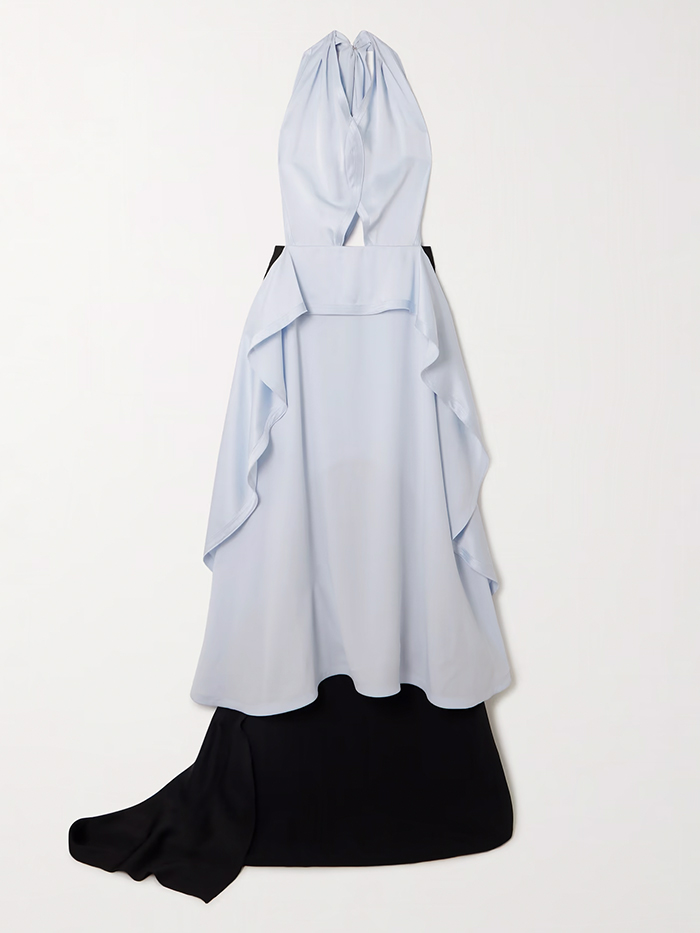 VICTORIA BECKHAM, Draped Satin-Crepe and Cady Halterneck Maxi Dress