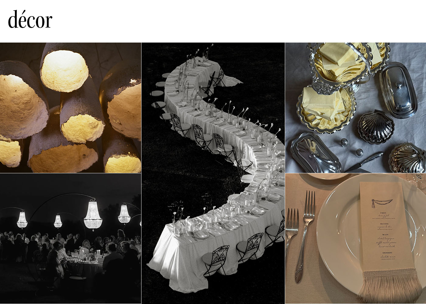 a collage of different decor from weddings.