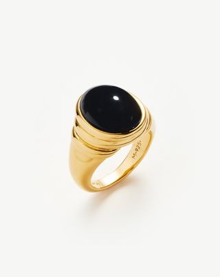 Savi Ridge Oval Gemstone Chunky Ring | 18ct Gold Vermeil/black Onyx