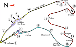 Map of Spa-Francorchamps, the Belgian Grand Prix circuit