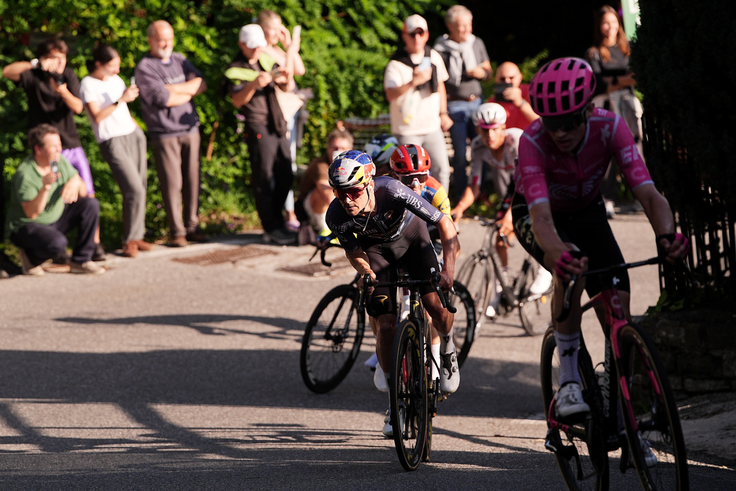 Tom Pidcock on a climb during Il Lombardia 2026