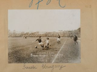 An old photo of the 1924 Olympic men's football final between Switzerland and Uruguay in Paris.