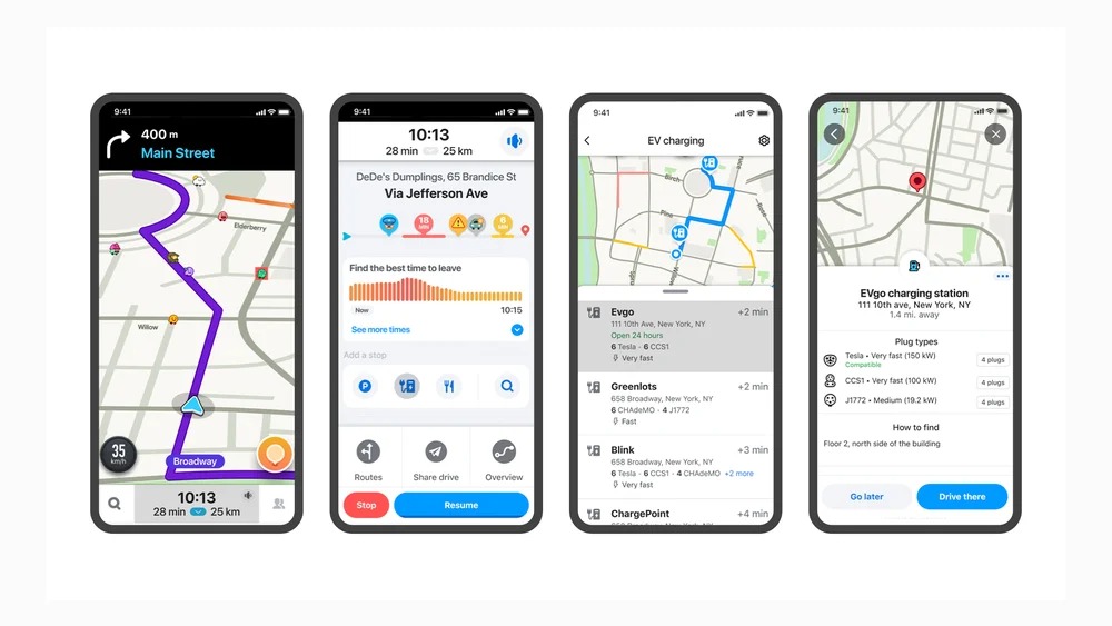 Waze EV charging station information