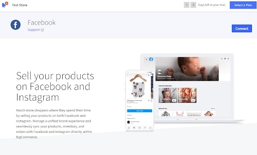 BigCommerce's webpage for Facebook integration