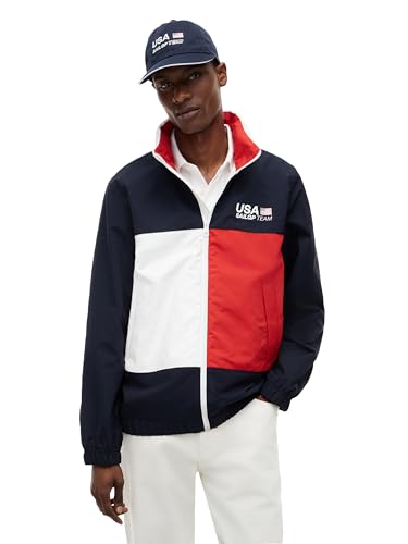 Tommy Hilfiger Men's Us X Sailgp Lightweight Regatta Bomber Jacket, Desert Sky/white Medium