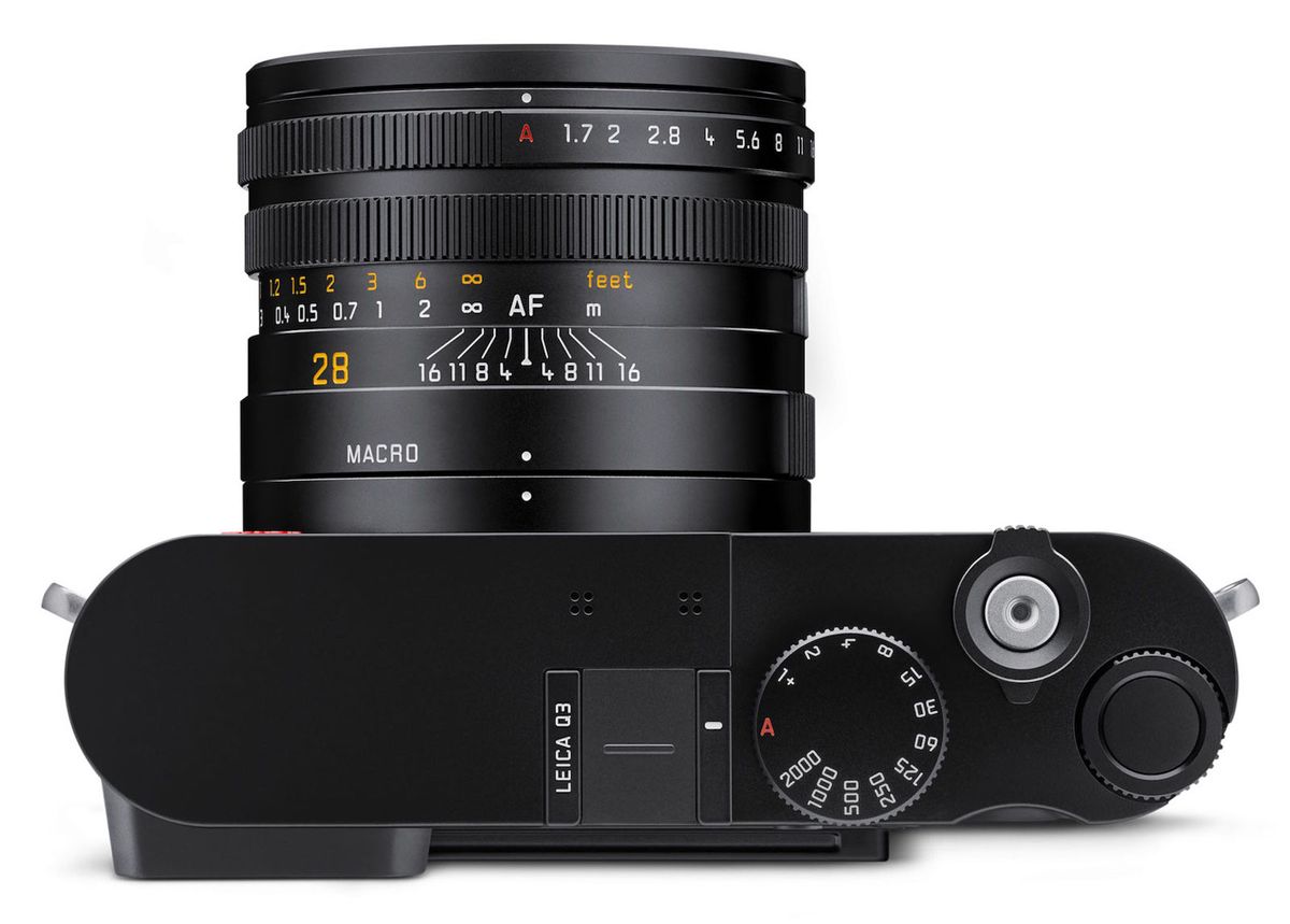 top of Rumored Leica Q3 camera on white background