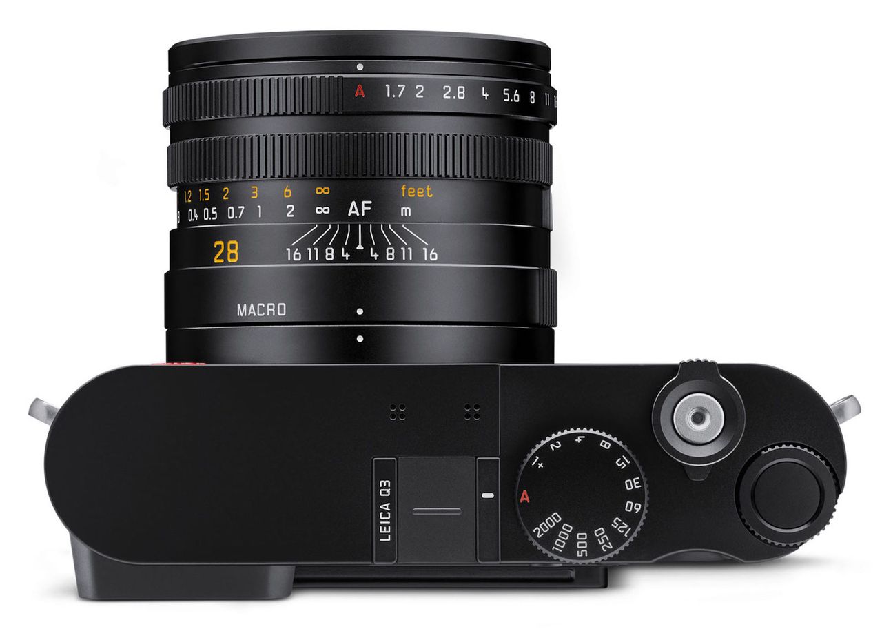 top of Rumored Leica Q3 camera on white background