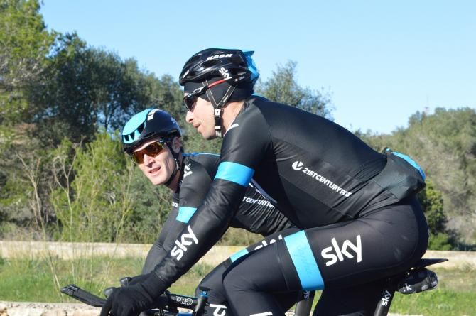 Dario Cioni takes part in a relaxed training ride