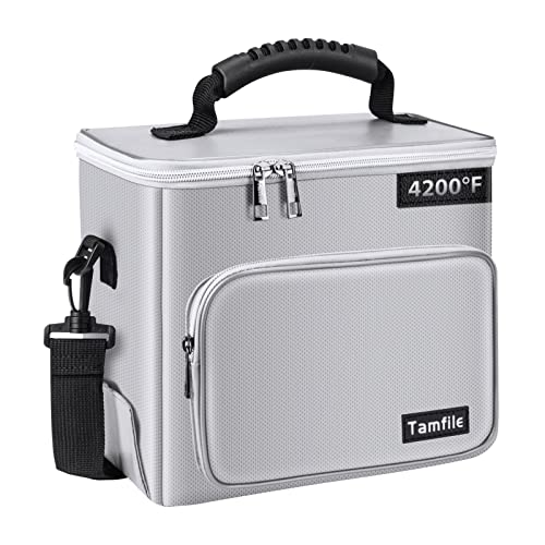 Tamfile Lipo Battery Bag, 4200&amp;deg;f Fireproof Explosionproof Lipo Safe Bag, 10.6''&amp;times;9.1''&amp;times;6.3'' Large Capacity Lipo Battery Storage Guard Safe Pouch for Lipo Battery Charging, Storage and Transport