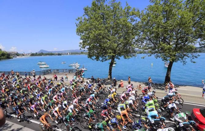 The 2013 Tour de France peloton enjoys the view