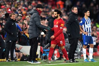 Mohamed Salah was taken off with Liverpool 2-0 up