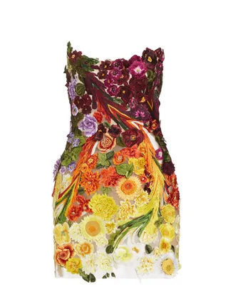 oscar de la renta floral embroidered minidress