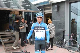 Jonathan Vaughters shows off the team's new kit