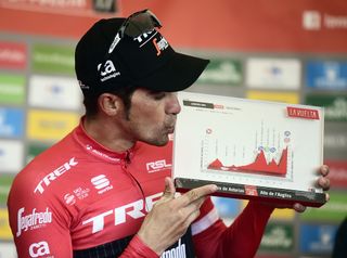 Alberto Contador on the podium after winning stage 20 at the Vuelta