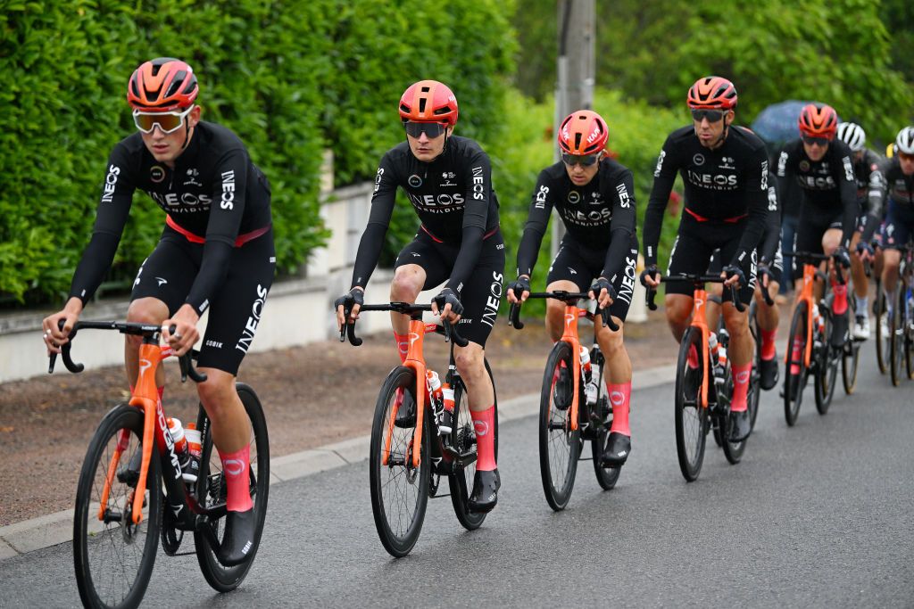 the riders during stage 1 of Dauphine 2024