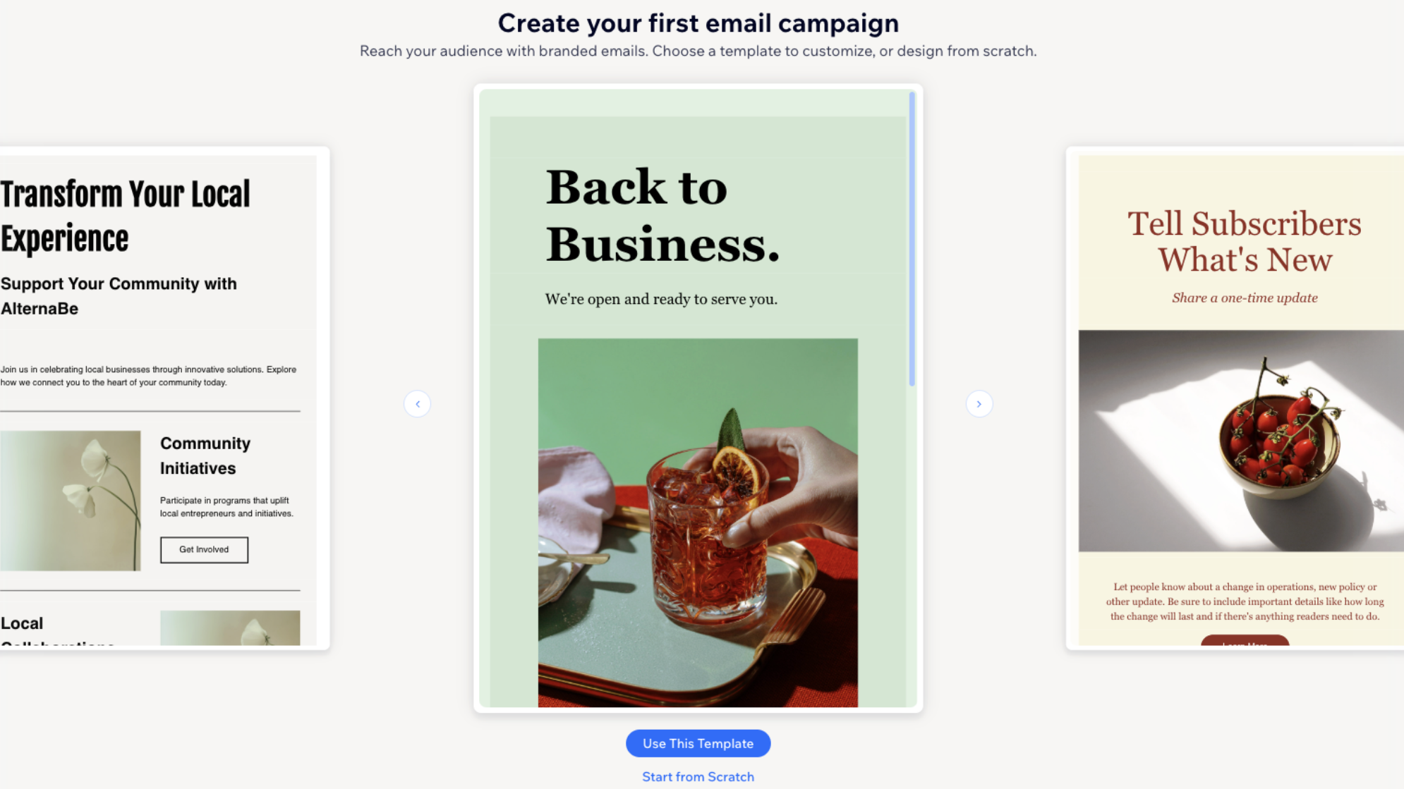 Wix Email Marketing: Creating branded campaigns using your site's design.