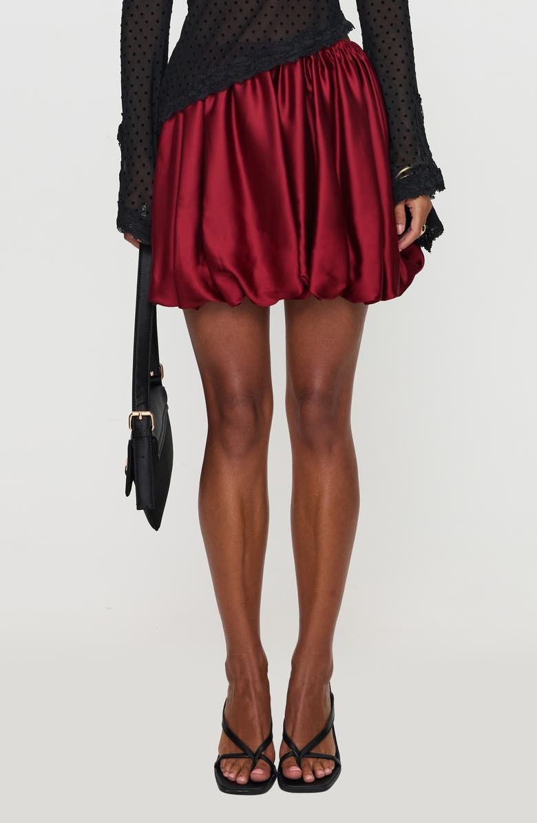 Rubee Bubble Hem Satin Miniskirt