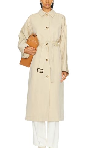 Tumbled Cotton Silk Trench Coat