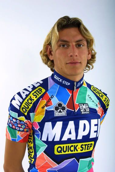 Filippo Pozzato in Mapei colours in 2002.