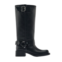 Leather Knee-high Biker Boots With Buckles, was £119 now £79.99 (32% off) | Zara