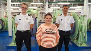 Susan Calman with members of the crew on board the Regal Princess