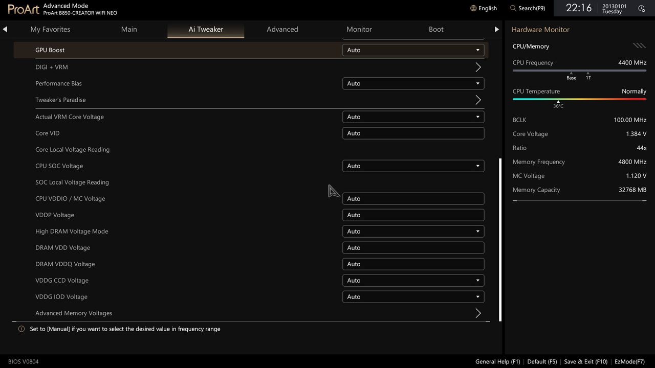 Asus B850-Creator Wifi Neo - BIOS