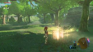 Link pictured at the location for Hyrule Field Breath of the Wild Captured Memories collectible