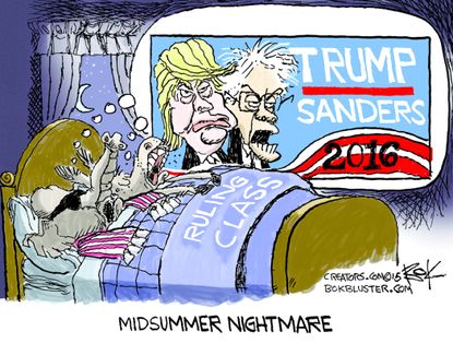 Political cartoon U.S. Donald Trump Bernie Sanders