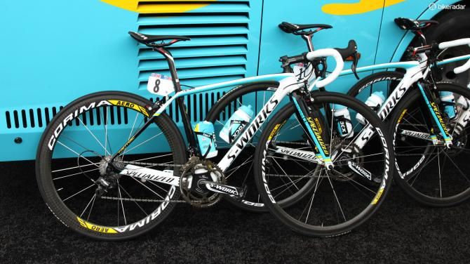 Specialized sponsors three teams in this year's Giro d'Italia. This S-Works Tarmac belongs to the Astana squad
