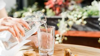 woman pouring glass of water