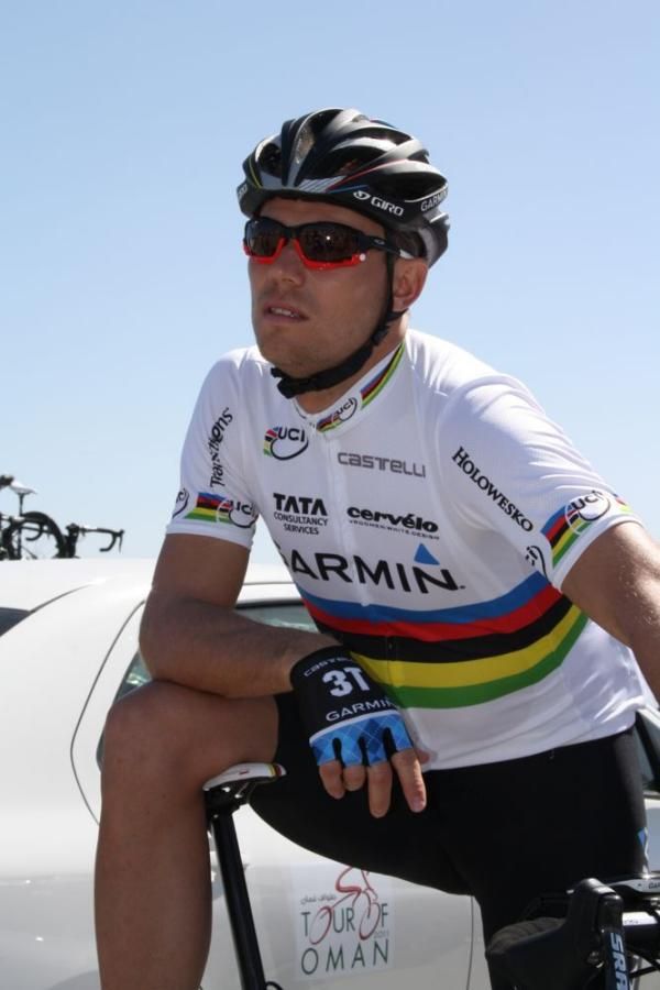 World Champion Thor Hushovd in his rainbow jersey