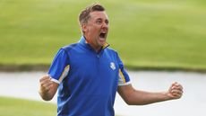 Ian Poulter celebrates at the 2018 Ryder Cup